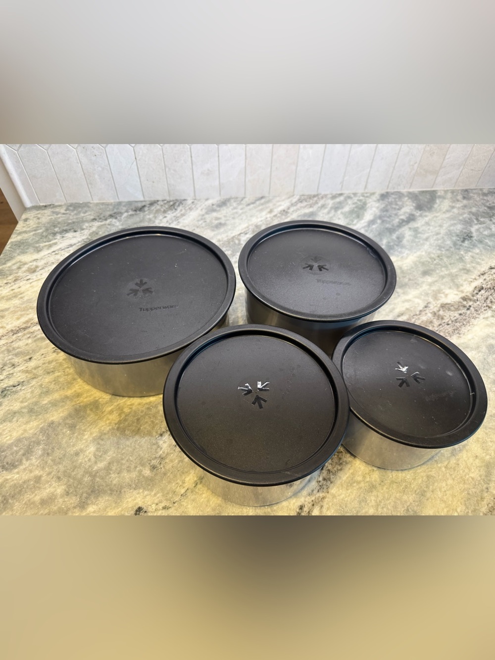 Tupperware Vintage 1980’s 16 Piece Gray Food Storage Canister Set with Lids - Picture 5 of 12